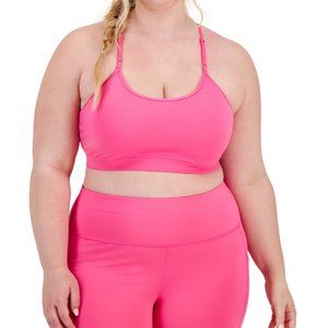 NWT NWT Ideology Womens Low Impact Printed Sports Bra Pink Plus Size 2X $40 A509